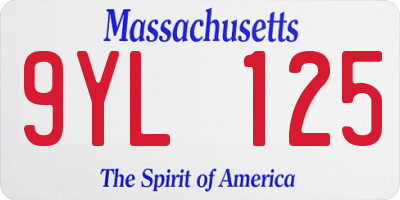 MA license plate 9YL125