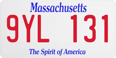 MA license plate 9YL131