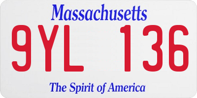 MA license plate 9YL136