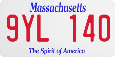 MA license plate 9YL140