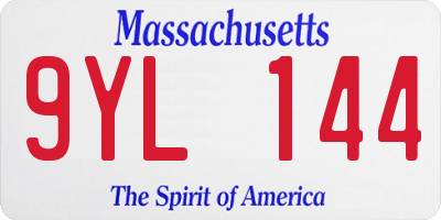 MA license plate 9YL144