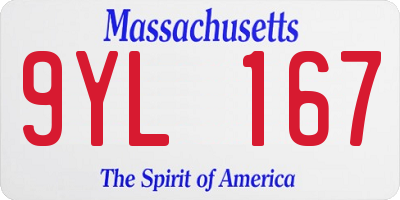 MA license plate 9YL167