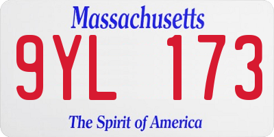 MA license plate 9YL173