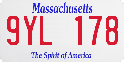 MA license plate 9YL178