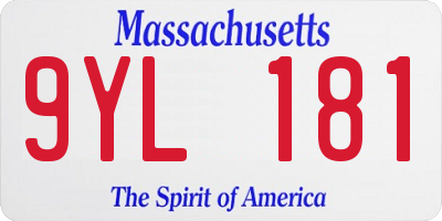 MA license plate 9YL181