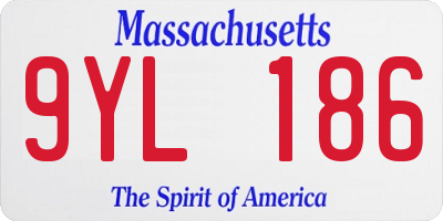 MA license plate 9YL186