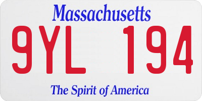 MA license plate 9YL194
