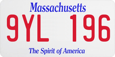 MA license plate 9YL196
