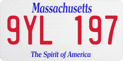 MA license plate 9YL197