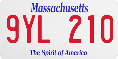 MA license plate 9YL210