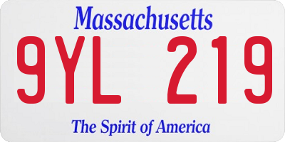 MA license plate 9YL219