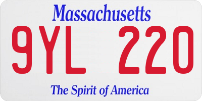 MA license plate 9YL220
