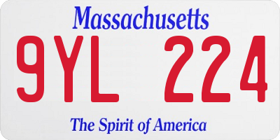 MA license plate 9YL224