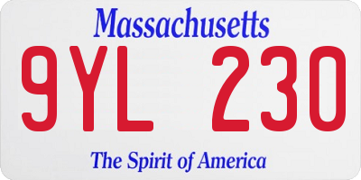 MA license plate 9YL230
