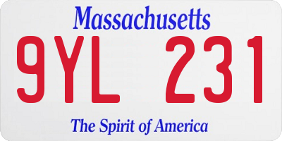 MA license plate 9YL231