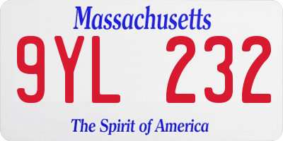 MA license plate 9YL232