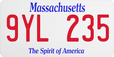 MA license plate 9YL235