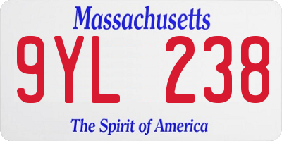 MA license plate 9YL238