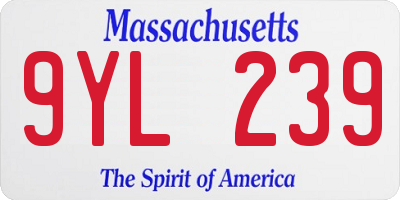 MA license plate 9YL239