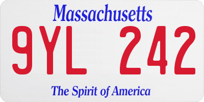 MA license plate 9YL242