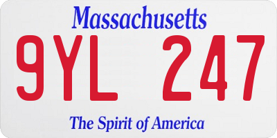 MA license plate 9YL247