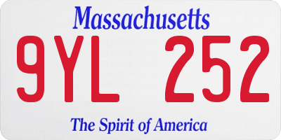 MA license plate 9YL252