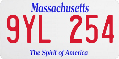 MA license plate 9YL254