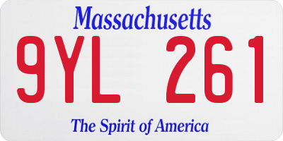 MA license plate 9YL261