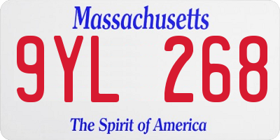 MA license plate 9YL268