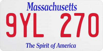 MA license plate 9YL270
