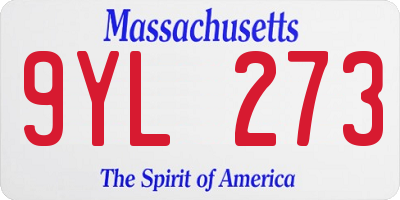 MA license plate 9YL273