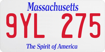 MA license plate 9YL275