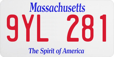MA license plate 9YL281