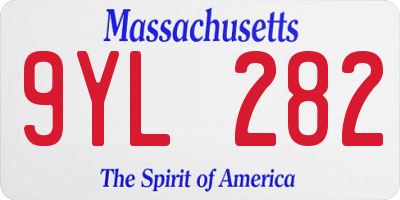 MA license plate 9YL282