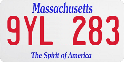 MA license plate 9YL283
