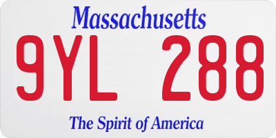 MA license plate 9YL288