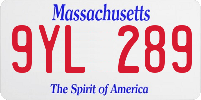 MA license plate 9YL289