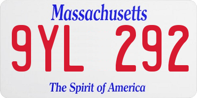 MA license plate 9YL292