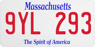 MA license plate 9YL293