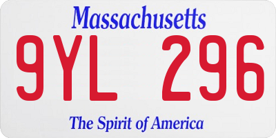 MA license plate 9YL296