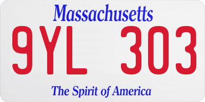 MA license plate 9YL303