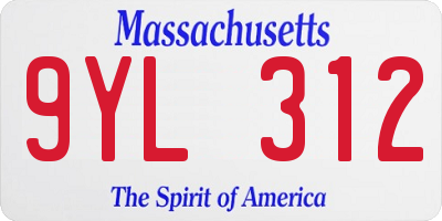 MA license plate 9YL312
