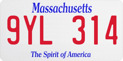 MA license plate 9YL314