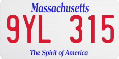 MA license plate 9YL315