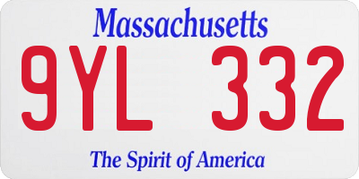 MA license plate 9YL332