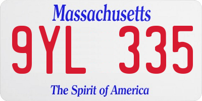 MA license plate 9YL335