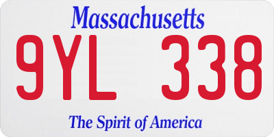 MA license plate 9YL338
