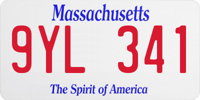 MA license plate 9YL341