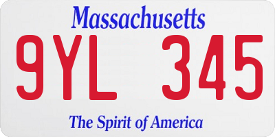 MA license plate 9YL345