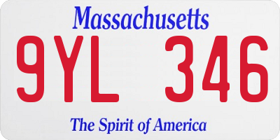 MA license plate 9YL346